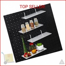 Funrous 4 Pack White Metal Pegboard Shelves 7 x 3 Inch - Organizer, Wall Mount
