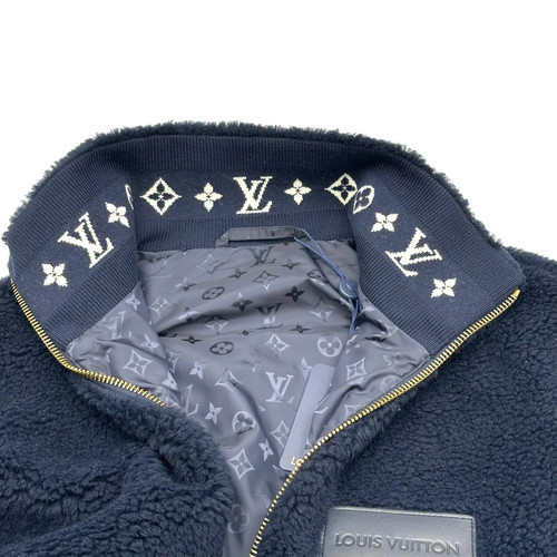 Louis Vuitton Men's Navy Polyester Leather Patch Fleece Blouson M Used - Bild 7 von 12