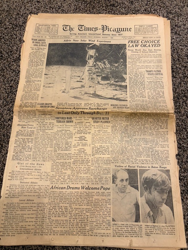 Times picayune August 1st 1969 On The Moon 