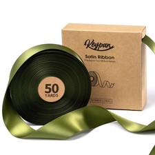 Green Satin Ribbon 1-1/2 Inch x 50 Yards Double-Faced for Gift Wrapping Craft...
