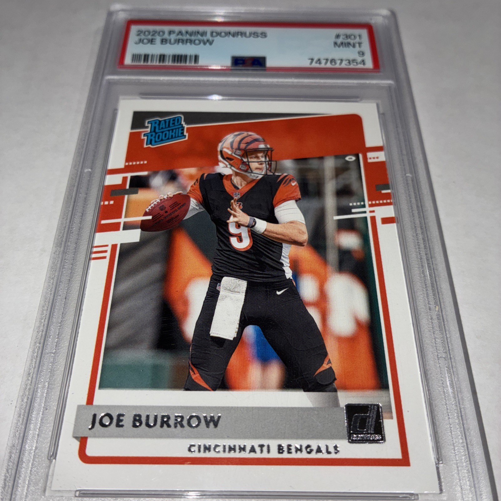 JOE BURROW CINN BENGALS NFL DONRUSS RATED ROOKIE BASE PSA 9 MINT 2020 view 10