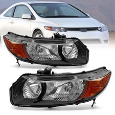 Pair Headlights For 2006-2011 Honda Civic Sedan 2-door Black Headlamps Lr Pair Headlights For 2006-2011 Honda Civic Sedan 2-door Black Headlamps Lr