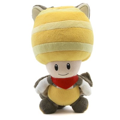 Official FLYING SQUIRREL YELLOW TOAD Super Mario Bros. 8 in. Plush San-Ei