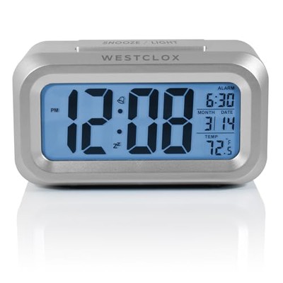 Westclox 70045 Smart Backlight Alarm Clock, Silver | eBay