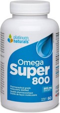 Platinum Naturals Omega Super 800 cápsulas blandas alto aceite de pescado EPA DHA 60 piezas NUEVO