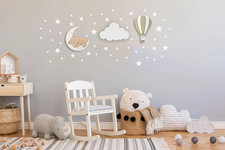 Hand-Painted Nursery Wall Lamp Set with Bonus Stickers - Soft Colors