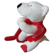 Coca-Cola Plüsch Eisbär mit Schal Kuscheltier Weiß Rot 11cm