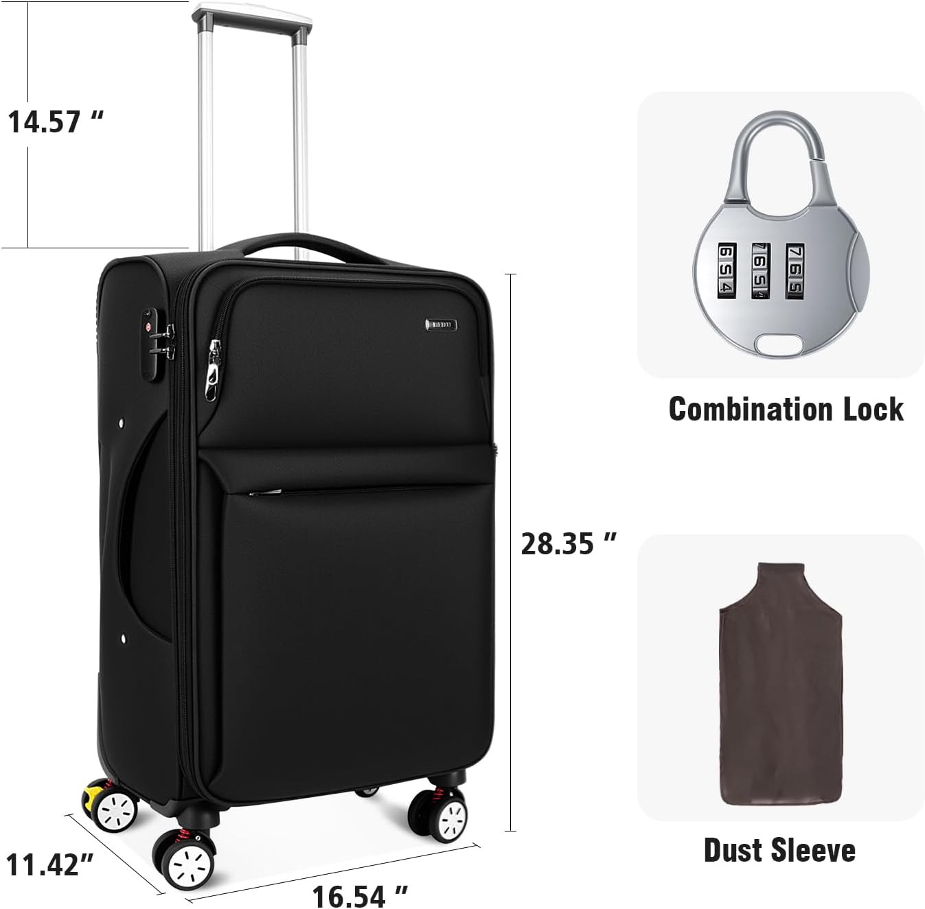 25" Expandable Lightweight Checked Luggage with Spinner Wheels & TSA Lock