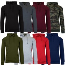 Men's Basic-Fit Fleece Pullover Hoodie Sweater Gym Winter Casual S-2XL NWT  