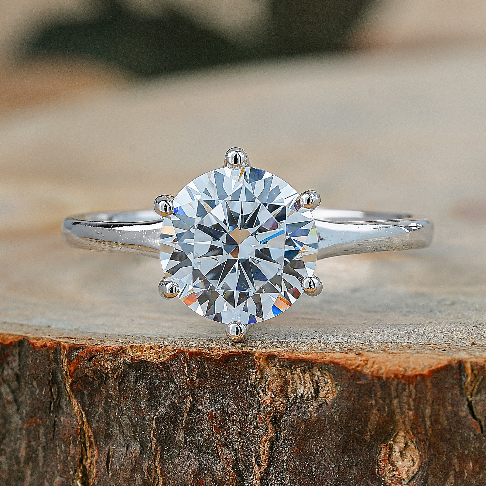 2 Ct Round Solitaire 14k White Lab Grown Diamond Engagement Ring IGI Certified
