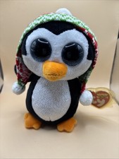 TY BEANIE BOO PENELOPE THE CHRISTMAS PENGUIN   9 INCHES Kids Toy Big Eyes Used
