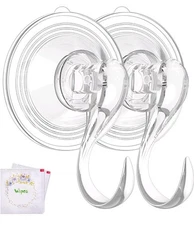 Vis'v Wreath Hanger, 4 Large Suction Cup Wreath Hooks, Heavy Duty, 22 Lb