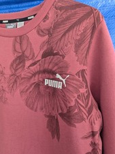 Puma Pink Sweatshirt Floral Long Sleeve Floral Women's Beautiful Warm Size Small