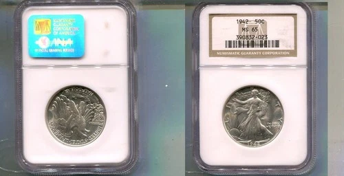 1942 P WALKING LIBERTY SILVER HALF DOLLAR NGC MS65 7233T