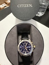 Citizen Mens AN3394-59L Quartz Stainless Steel Chronograph Blue Dial Date Watch