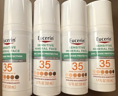 Eucerin Sensitive Tinted Mineral Face Lotion Sunscreen SPF 35 1.7oz Each Lot