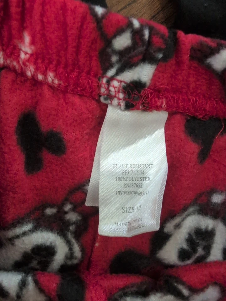 Disney Mickey Mouse Pajamas Child's Size 10 Fleece Pants Long Sleeve Gray Red - Image 3 of 4