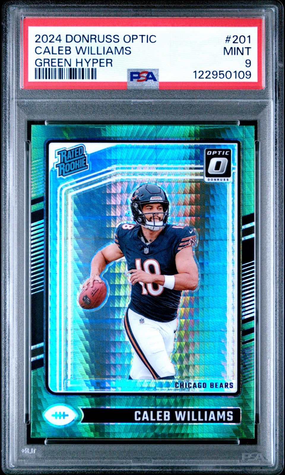 2024 Optic #201 Caleb Williams Green Hyper PSA 9