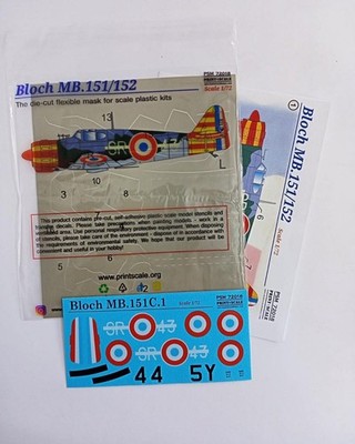 Print Scale PSM72018 1:72 Bloch MB.151/MB.152 camouflage pattern paint mask and