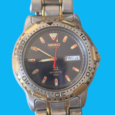 Vintage Seiko SQ Sports 150 Quartz Men's Watch - Two-Tone - Day/Date - 7N43-6020
