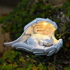 Cat Memorial Gifts Solar Angel Statue for Remembering Lost Cats