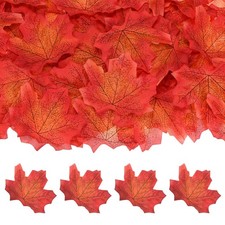 100Pcs Artificial Maple Leaves, Fake Fall Leaves Faux Autumn Leaf Dusk Red