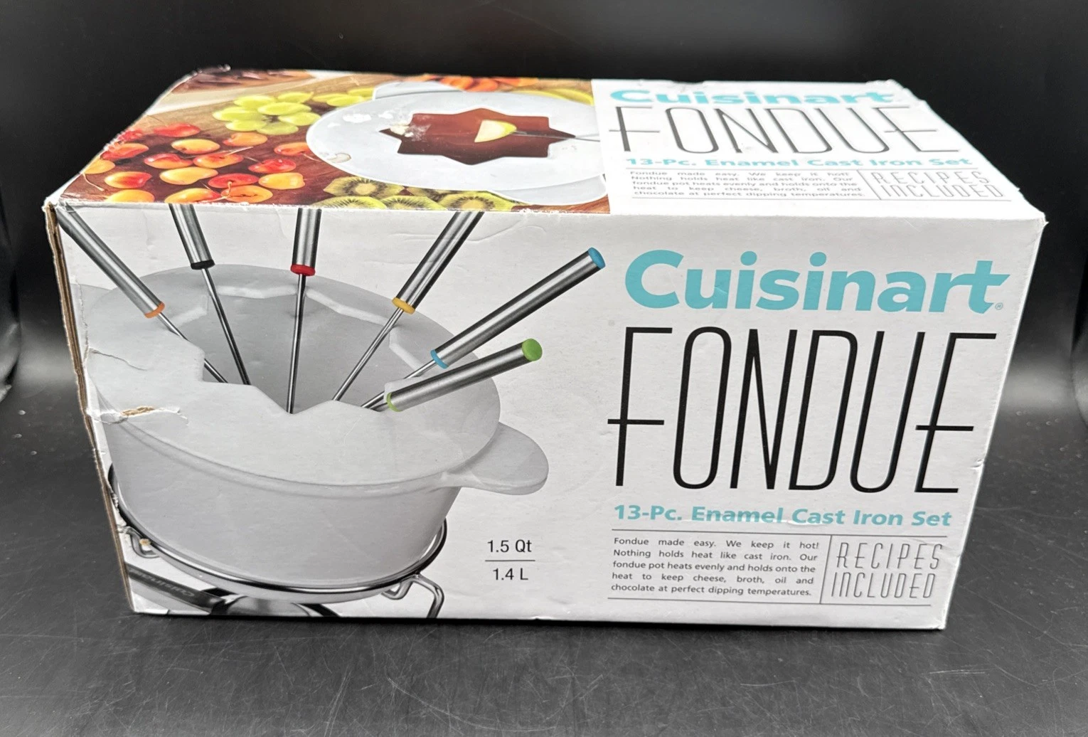Cuisinart Fondue Set 13 Piece WHITE Cast Iron Enamel FP-115WS 1.5 qt - Sealed
Opens in a new window