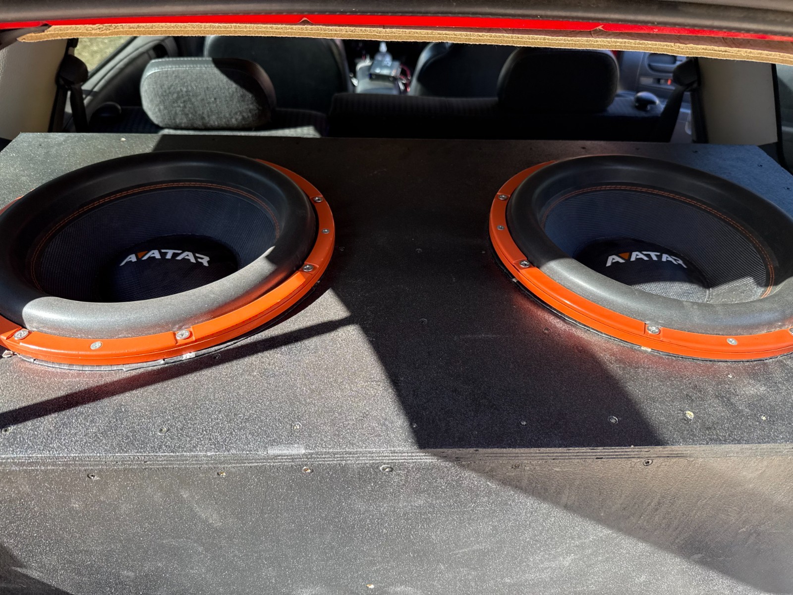 D1 Avatar stu 15's w box tuned to 29hz 3/4 birch double baffle dowel bracing