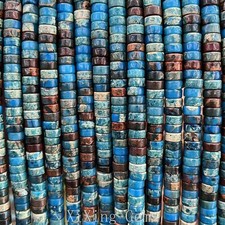 3x6mm Blue Brown Natural Sediment Jasper Heishi Spacer Beads for Jewelry Making