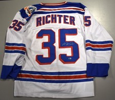 Mike Richter Signed New York Rangers White Custom Jersey Autograph STEINER CX