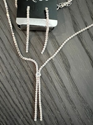 Lovisa Cubic Zirconia Silver-Tone Earrings and Necklace Set