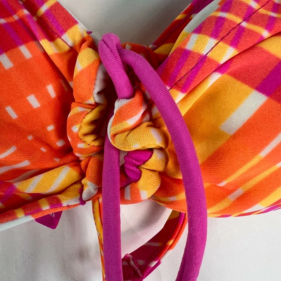Nuevo Top de bikini SO para mujer Twist Front reversible rosa naranja talla XS Foto 3 de 4