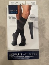 SIGVARIS Well Being Men's Knee-High 15-20 mmHg Size A Graphite Mini Stripe NEW
