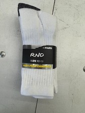 RND 4 Pack White High Performance Crew Socks Mens Size 10-13