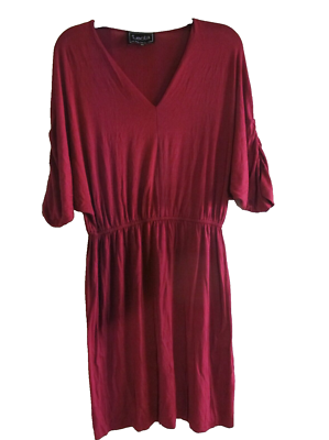 Leota Womens Burgundy Red Batwing Sleeve Fit & Flare Midi Dress Size XS