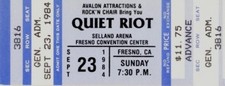 QUIET RIOT WHITESNAKE 1984 CONDITION CRITICAL TOUR UNUSED SELLAND ARENA TICKET