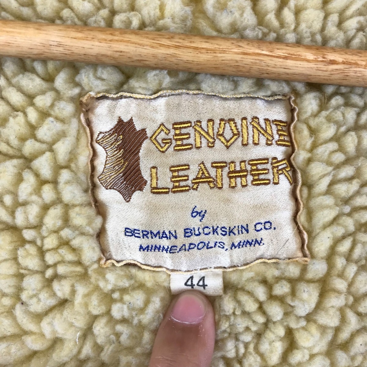 Vintage 60s Berman Buckskin Co. Genuine Leather Size 44 Vest 