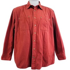 Vtg Chesterfield Men Sz XL Red Long Sleeve Snap Shirt Lined Canvas Thick Cotton