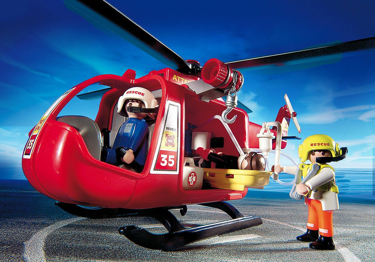PLAYMOBIL 4428 city hélicoptère secours médecin gilet zodiac vintage