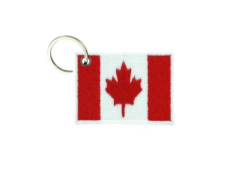 Schlüsselanhänger Kanada Flagge – Bestickt, 3 X 9,5 Cm, Mit Schlüsselring 2,5 Cm
