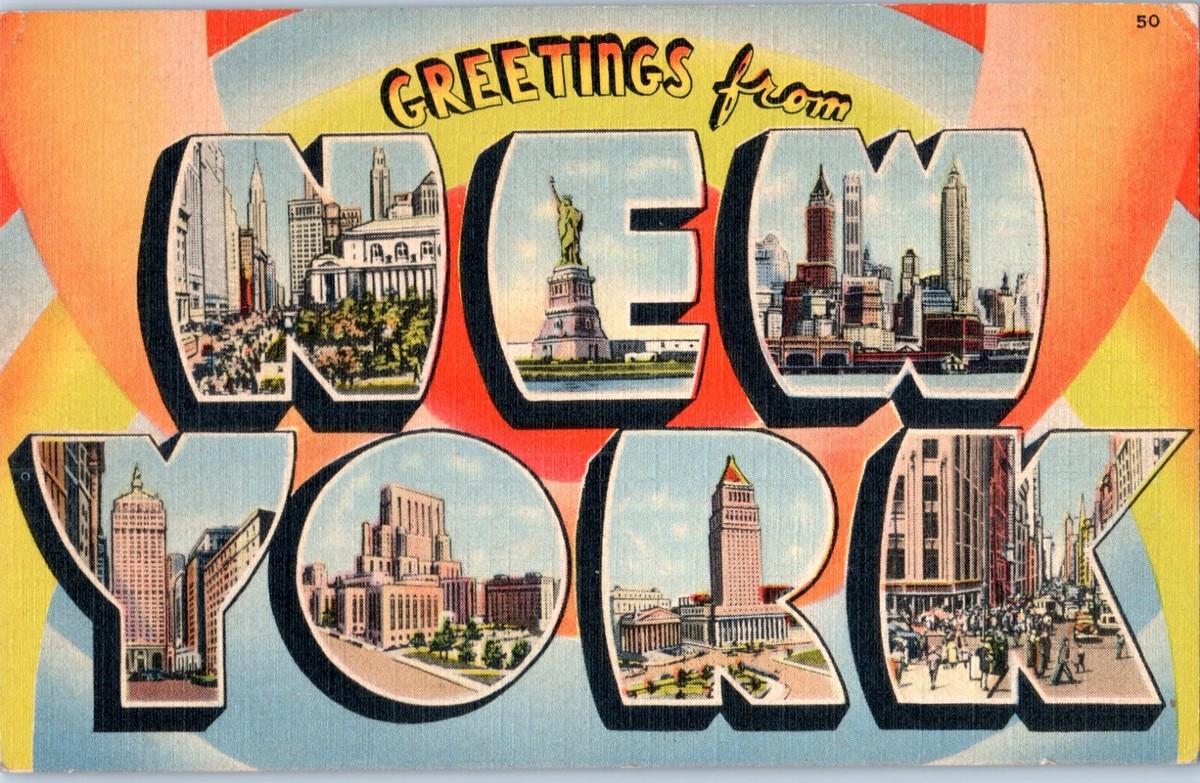 Greetings from New York Large Letter New York Postcard 1943 | eBay