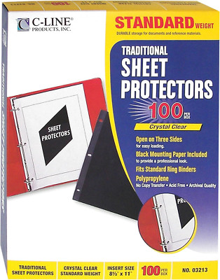 C-Line Traditional Standard Weight Poly Sheet Protectors, Clear, 8.5 x 11 100