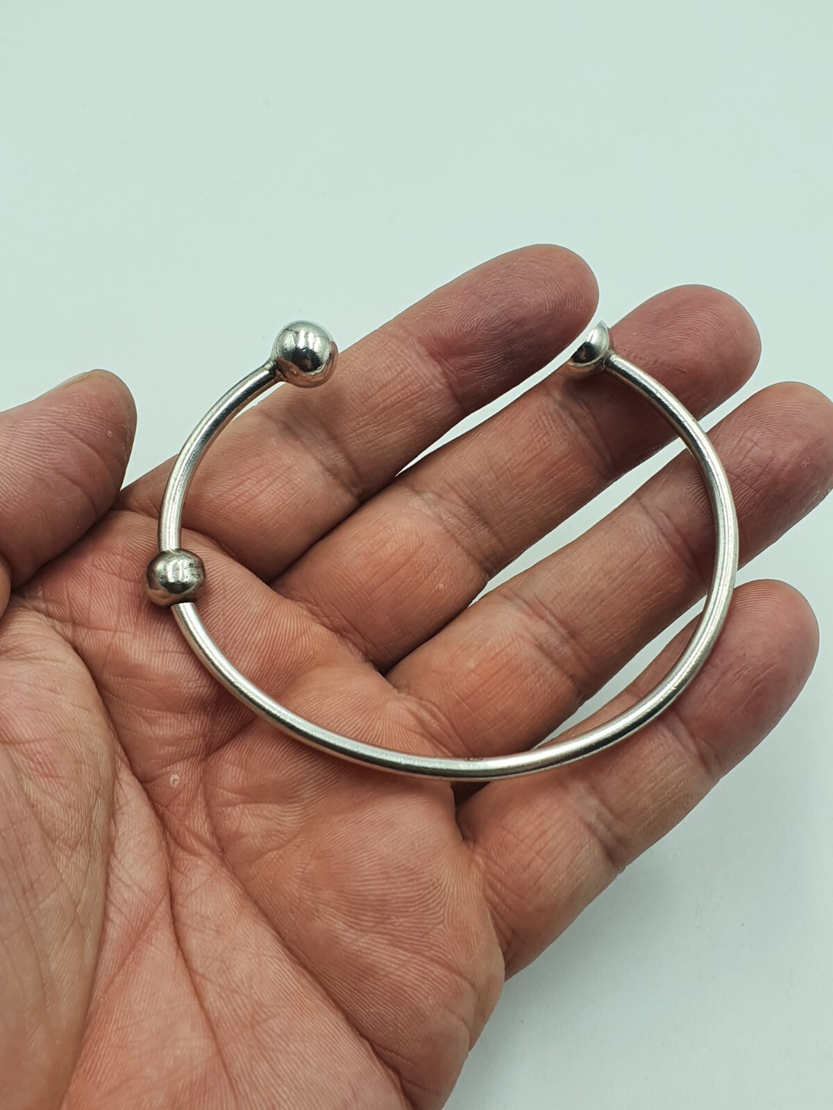 Unusual Design Solid Silver Cuff Bangle Signed PK… - image 15