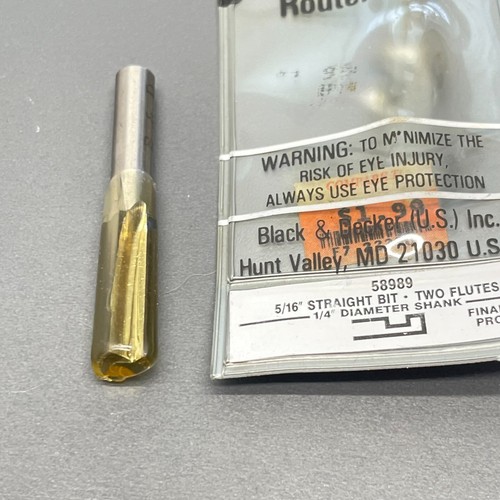 Vintage NOS Black & Decker 5/16 Straight Bit Router Bit 58989 USA Made