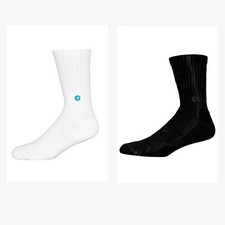 Ethika Boys Crew Socks 2 Pair White and Mineral Wash NWT Size Large 2-5.5