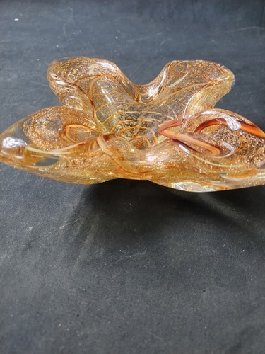 Vintage MCM MURANO Orange Red Ashtray Glass MID-CENTURY Modern - Picture 3 of 9