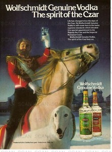 1982 Wolfschmidt Genuine Vodka Vintage Magazine Ad    Horse   Dog
