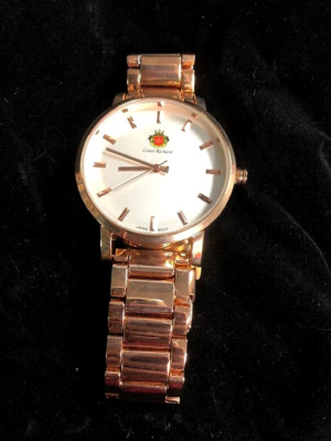 NEW Louis Richard 1435 Women's Caris Silver Dial Rose Gold Metal Bracelet Watch