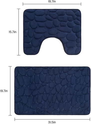 Bath Mat Set 2 Pieces U-Shaped Contour Toilet Rug Set Memory Foam Shower Bathmat - Picture 7 of 7