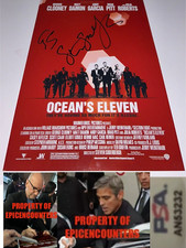 GEORGE CLOONEY STEVEN SODERBERGH SIGNED OCEANS 11 12X18 PHOTO EXACT PROOF & PSA